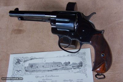 Spectacular Colt Model 1878 Etched Panel New Frontier .44-40 with original high figured checkered walnut grips