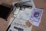 Colt Nickel 1903 Auto with Pearl Grips in the original box with accessories shipped to Lou Eppinger’s in 1935