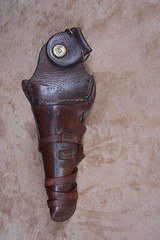 WWI Model 1911 Holster U.S. Marked and Dated 1914. Has the swivel and hanger. Original and not a reproduction. Excellent! - 2 of 3
