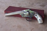Smith & Wesson Nickel New Departure Top Break .38 with the 6” Barrel & Pearl Grips in the Original Box with paperwork - 17 of 19