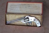 Smith & Wesson Nickel New Departure Top Break .38 with the 6” Barrel & Pearl Grips in the Original Box with paperwork - 4 of 19