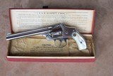 Smith & Wesson Nickel New Departure Top Break .38 with the 6” Barrel & Pearl Grips in the Original Box with paperwork - 3 of 19
