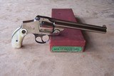 Smith & Wesson Nickel New Departure Top Break .38 with the 6” Barrel & Pearl Grips in the Original Box with paperwork