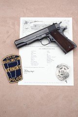 Colt Super .38 sold to Burlington, VT Police Dept. in 1936, included Archive Letter