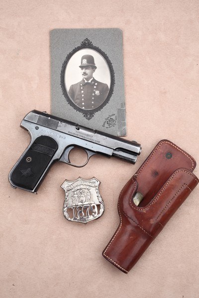 Colt Model 1908 .380 Auto Shipped to the NYPD in 1913. Includes Badge, Audley holster & Officer Photo - Image 1 of 20