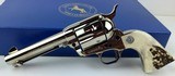 Colt SAA, Custom Shop, 44-40, 4 3/4”, Nickel, Stags, Unfired, N.O.S - 1 of 9