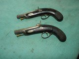 Pair of Ebony Stock Engraved French Percussion Pocket Pistols - 2 of 12
