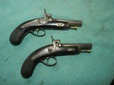 Pair of Ebony Stock Engraved French Percussion Pocket Pistols - 1 of 12