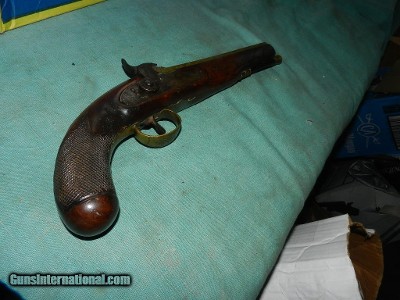 British Sea Captain Brass-Barreled Percussion Pistol by Sharpe