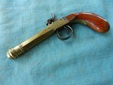 European Engraved Brass Frame Boot Pwercussion Derringer - 2 of 10