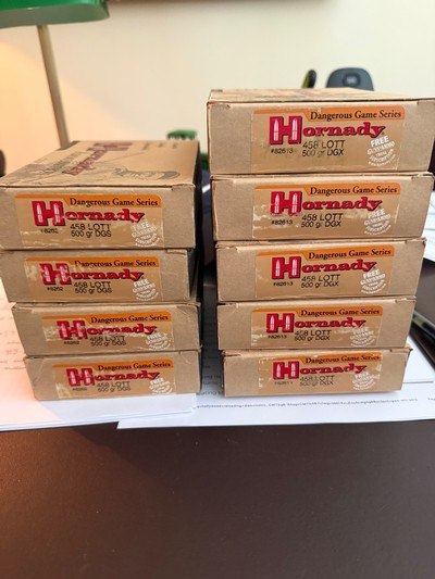 Hornady 458 Lott Ammunition 500 gr DGS and DGX - Image 1 of 1