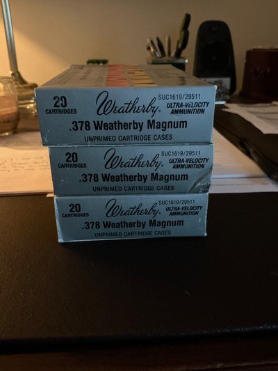 378 Weatherby Magnum Unprimed Cartridge Cases - Image 1 of 1