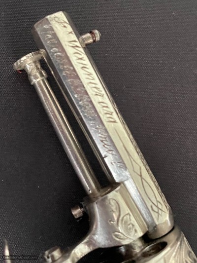 Scarce Tiny Folding Trigger Pinfire Revolver w/Period case. Interesting story. EVEN LOWER LOWER PRICE - Image 7 of 25