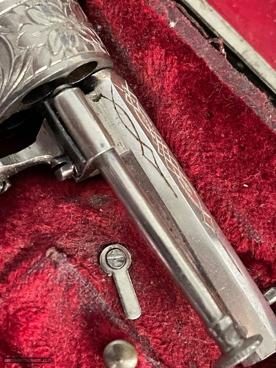 Scarce Tiny Folding Trigger Pinfire Revolver w/Period case. Interesting story. EVEN LOWER LOWER PRICE - Image 12 of 25
