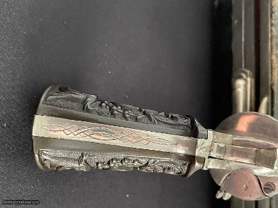 Scarce Tiny Folding Trigger Pinfire Revolver w/Period case. Interesting story. EVEN LOWER LOWER PRICE - Image 19 of 25