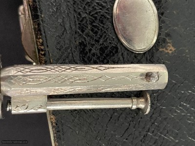 Scarce Tiny Folding Trigger Pinfire Revolver w/Period case. Interesting story. EVEN LOWER LOWER PRICE - Image 17 of 25
