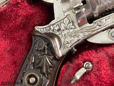 Scarce Tiny Folding Trigger Pinfire Revolver w/Period case. Interesting story. EVEN LOWER LOWER PRICE - Image 11 of 25