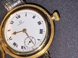 100+ Year old solid 18k Gold Omega Trench Full Hunter Officers Watch