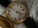 100+ Year old solid 18k Gold Omega Trench Full Hunter Officers Watch - 2 of 19