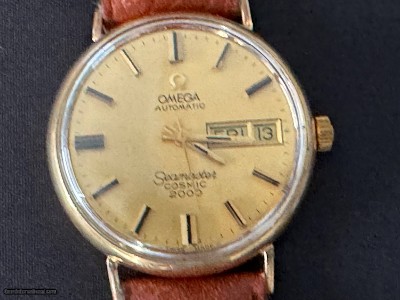 LOWER PRICE. Rare Omega Mens Automatic Seamaster Cosmic 2000 day/date Solid 14k gold