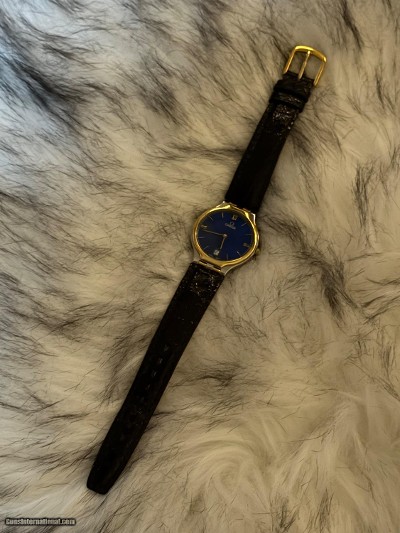 EVEN LOWER LOWER PRICE: Luxury Men’s Omega Deville Dress Blue dial watch. 18k gold bezel. - Image 5 of 10