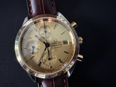 NEW EVEN, LOWER, LOWER PRICE. 18K Gold Bezel Omega Speedmaster vintage Chronograph 38mm