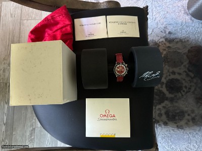 EVEN LOWER, LOWER PRICE. Limited Edition Omega Speedmaster Michael Schumacher Ferrari Red Automatic Mens Watch w/TIRE case and box. LOWER PRICE - Image 13 of 25
