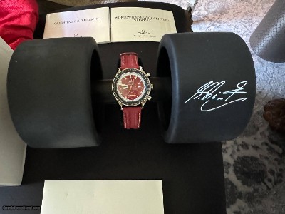 EVEN LOWER, LOWER PRICE. Limited Edition Omega Speedmaster Michael Schumacher Ferrari Red Automatic Mens Watch w/TIRE case and box. LOWER PRICE - Image 12 of 25