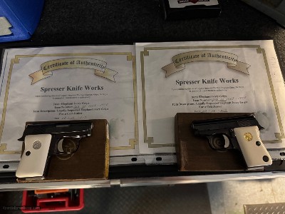 EVEN LOWER, LOWER PRICE. Scarce Colt Consecutively Number Pair .25 Semi Automatic Pistols Ivory Grips