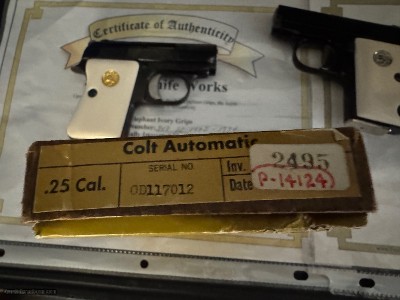 EVEN LOWER, LOWER PRICE. Scarce Colt Consecutively Number Pair .25 Semi Automatic Pistols Ivory Grips - Image 6 of 25