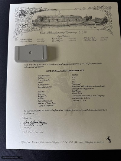 Interesting 1st. Generation Colt SAA .45 LC. 7 1/2” bbl. Long Flute cylinder.