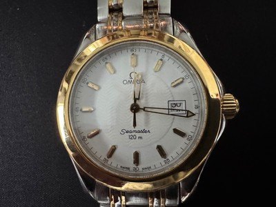 Stunning Vintage Omega Seamaster 120 18k Bezel, 18k/SS bracelet White Wave dial - Image 1 of 12
