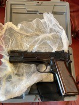 Browning Hi-Power Sport, Made in Belgium, Factory Adjustable Sights with plastic factory case and extra grips - 2 of 7