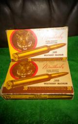 Weatherby 340 Magnum tiger boxes with 38 pieces of brass - 1 of 4