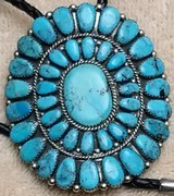 Navajo Turquoise and Silver Bolo Tie signed RW - 5 of 5