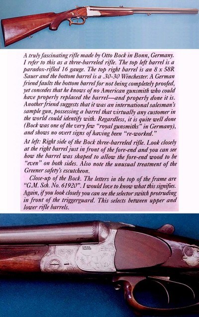 Otto Bock Triple Barrel 3 Caliber Rifle = 16ga Paradox + 8x58R Sauer + 30-30 Win - Image 8 of 15