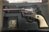 RUGE VAQUERO .45 COLT STAINLESS 5&1/2 INCH FACTORY ENGRAVING/GOLD IVORY UNFIRED - 1 of 2
