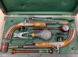 Cased Belgian .52 Caliber Percussion Dueling Pistols - excellent - - 1 of 25