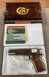 Colt 45acp Gov't Model Series 70 Mark IV 5 Inch Bright Nickel - mintunfired - - 1 of 8