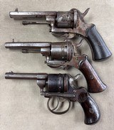 Lot of 3 Antique Revolvers 2 Pinfire & 1 rimfire - original - 1 of 5