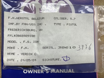 NIB FN Herstal Five-seveN IOM (Individual Officer Model) pistol in 5.7x28mm. - Image 10 of 13