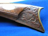 Kentucky Relief Carved Golden Age Rifle 45 caliber Percussion Full Tiger-Striped
Stock
- 9 of 12