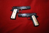 Engraved Pair of 1911A1 Pistols Colt and Remington Rand - 2 of 6