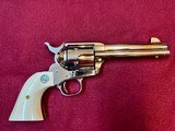 Colt Single Action Army Nickel Real Ivory Grips Unfired in Box Beautiful - 2 of 14