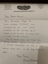 Winchester Model 12 Grade V Trap Pigeon Signed Winchester Engraver Pauline Muerrle - 15 of 15