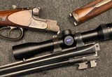 Ernst Kerner of Suhl Double Rifle Drilling 7.65R over 16 Gauge Scoped, English Grip, Ejectors. - 3 of 20