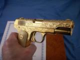 Colt Model 1903 Pistol Engraved and 24K Gold Plated - 8 of 14