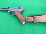 LUGER ARTLLERY DWM COMMERCIAL - GREAT HIGH CONDITION SHOOTER WITHLEATHER AND SHOULDER BOARD STOCK - 10 of 12