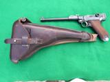 LUGER ARTLLERY DWM COMMERCIAL - GREAT HIGH CONDITION SHOOTER WITHLEATHER AND SHOULDER BOARD STOCK - 8 of 12