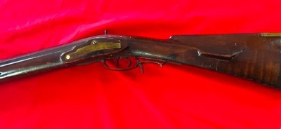 JCSH GOLCHER CAP AND BALL RIFLE. Rare 60 caliber, set trigger, custom sight adjustment custom brass work - Image 6 of 15